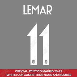 Lemar 11 (Official Atletico Madrid FC 17-22 UEFA CL Ver. White Name and Numbering)